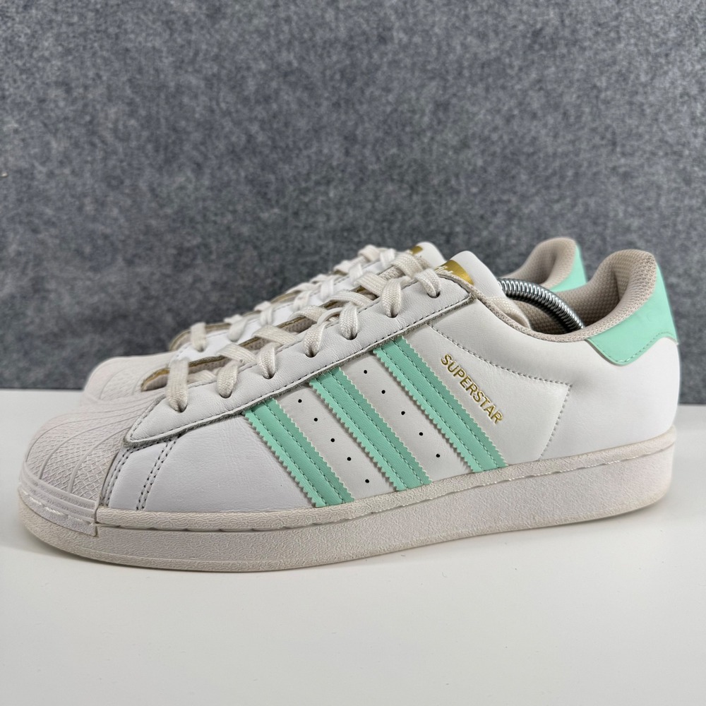 Adidas Superstar Sneakers Mens Size 10 White Mint Green GX2538 Leather Low Top